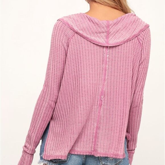 Free People Wildcat Washed Mauve Thermal Long SleeveTop .Size XS - Picture 5 of 14